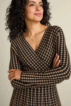 New Soft Surroundings Aida Surplice Dress Hazelnut