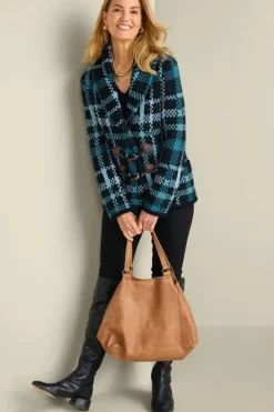 Hot Soft Surroundings Alpine Plaid Sweater Coat NaturallyFallPlaid