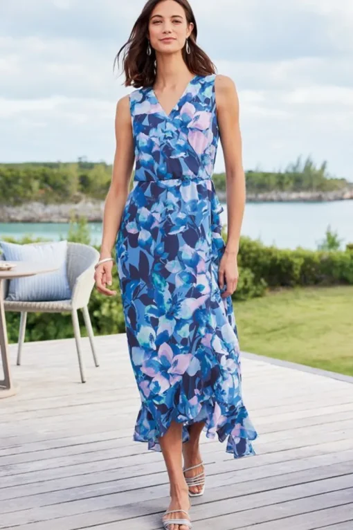 Discount Soft Surroundings Ashlyn Maxi Dress PurpleFloral