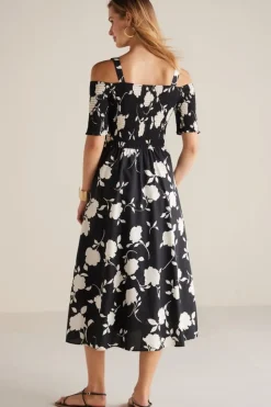 Outlet Soft Surroundings Divani Dress BlackWhiteFloral