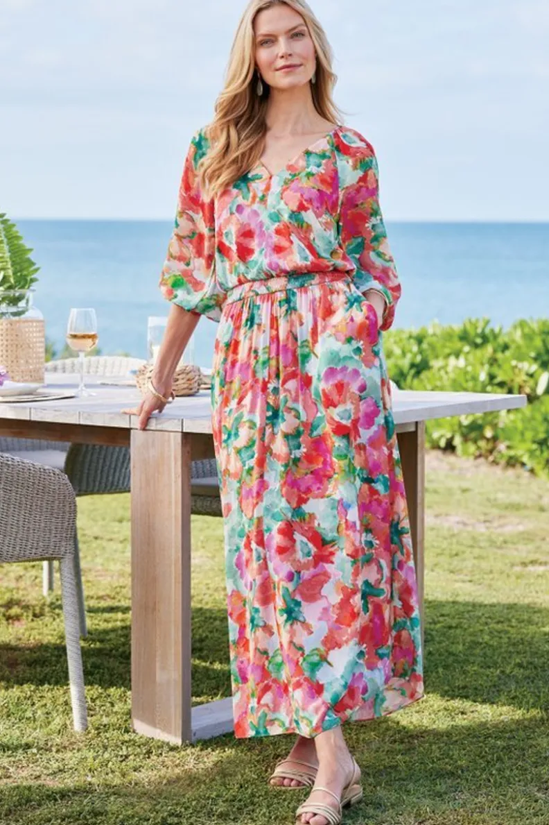Hot Soft Surroundings Evalina Maxi Dress TropicalFloral