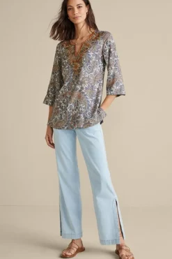 Outlet Soft Surroundings Kaimana Embellished Tunic SpringPaisley