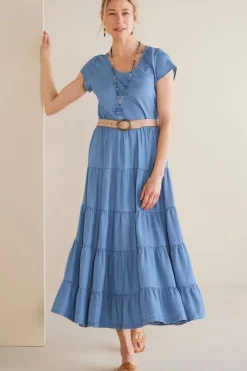 Outlet Soft Surroundings Kara Tencel™ Dress MediumIndigo