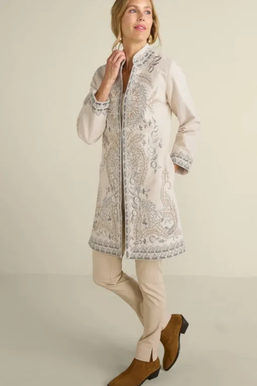 Discount Soft Surroundings Kerala Embellished Natural Jacket NaturalSeed