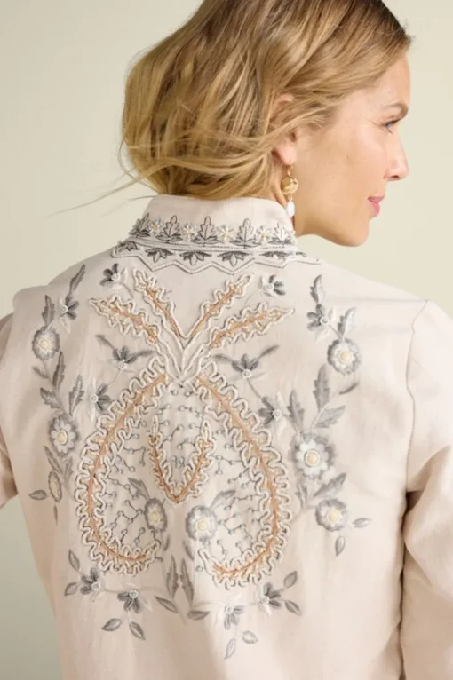 Discount Soft Surroundings Kerala Embellished Natural Jacket NaturalSeed