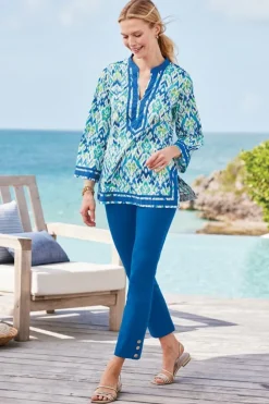 Online Soft Surroundings Kirti Ikat Tunic Green/TealIkat