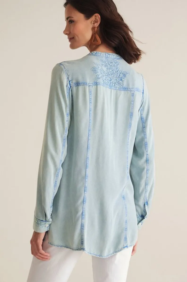 Outlet Soft Surroundings Las Olas Shirt LightBlue