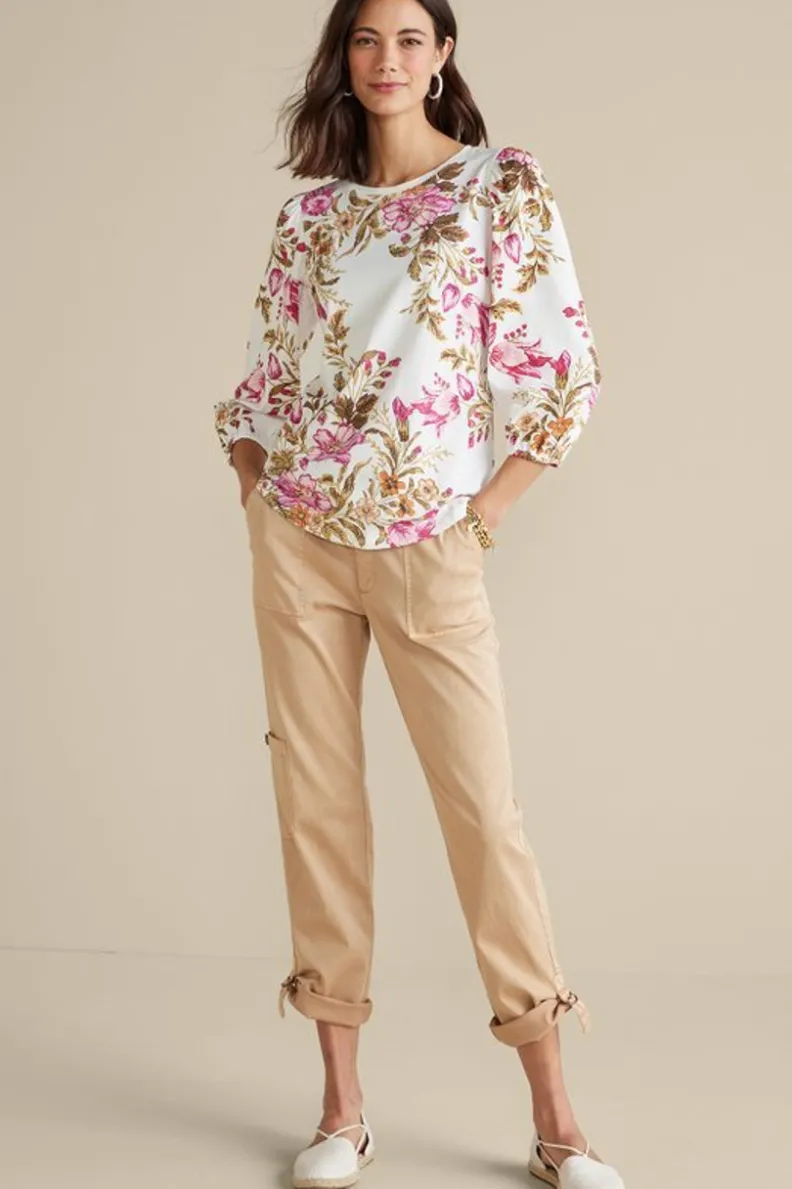 Discount Soft Surroundings Lesley Printed Top PainterlyPeonyFlowers