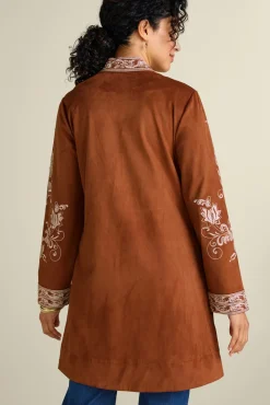 Outlet Soft Surroundings Marienne Faux Suede Jacket Auburn