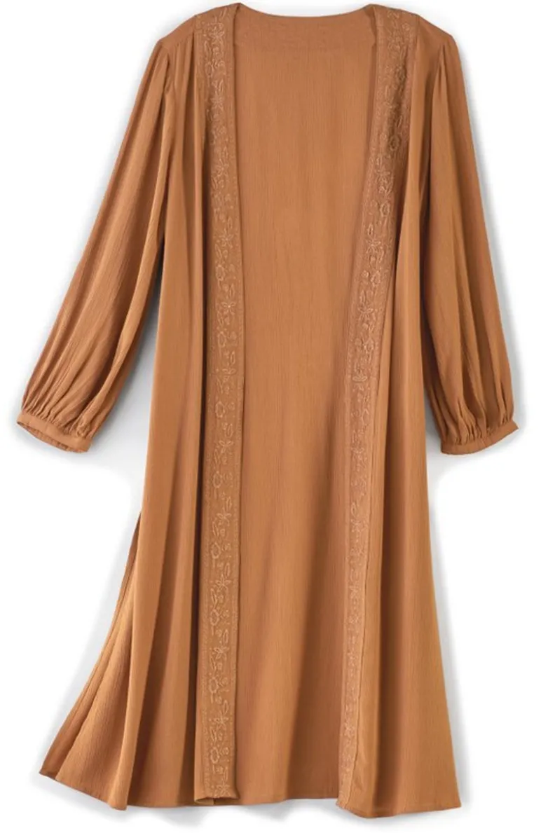 Fashion Soft Surroundings Megara Gauze Topper BrownSugar