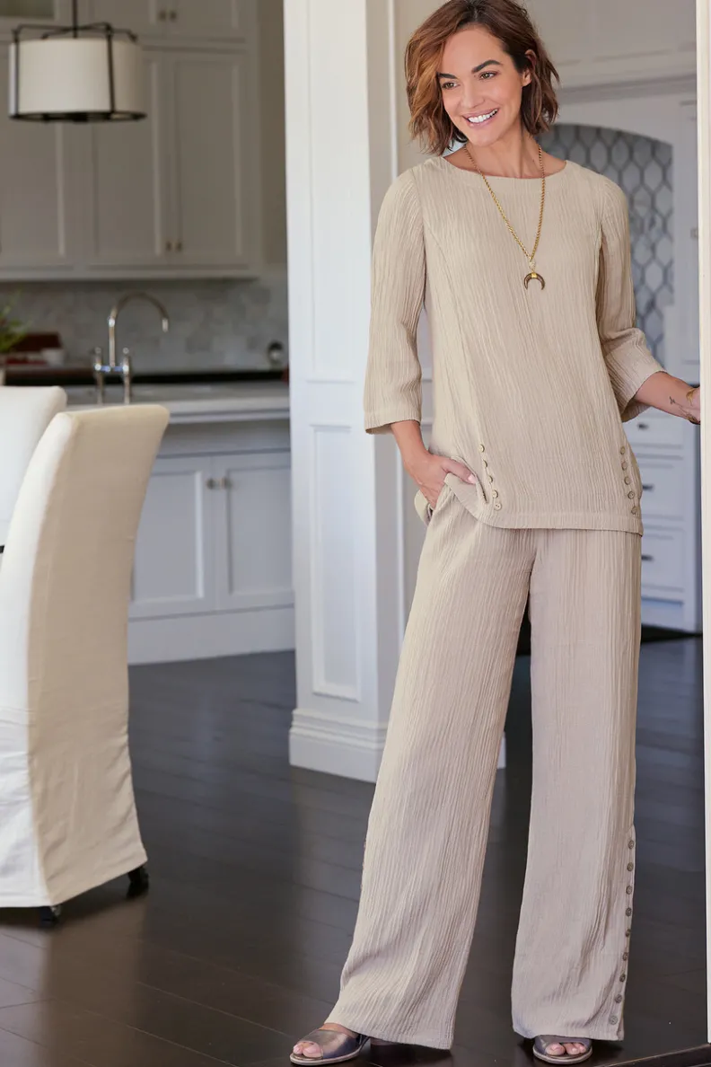 Fashion Soft Surroundings Oceo Gauze Wide-Leg Pants