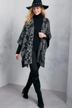 Online Soft Surroundings Rian Jacquard Ruana NeutralFloral