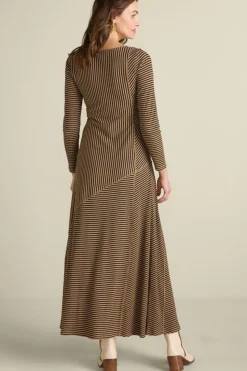 New Soft Surroundings Ryley Dress Brown/BlackStripe