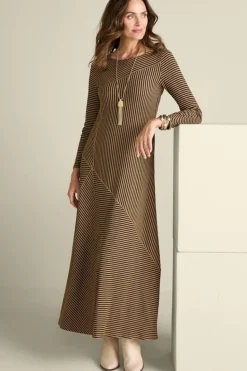 New Soft Surroundings Ryley Dress Brown/BlackStripe