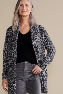 Online Soft Surroundings Sibyl Cashmere Printed Cardigan Leopard
