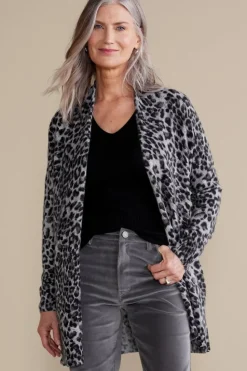 Online Soft Surroundings Sibyl Cashmere Printed Cardigan Leopard