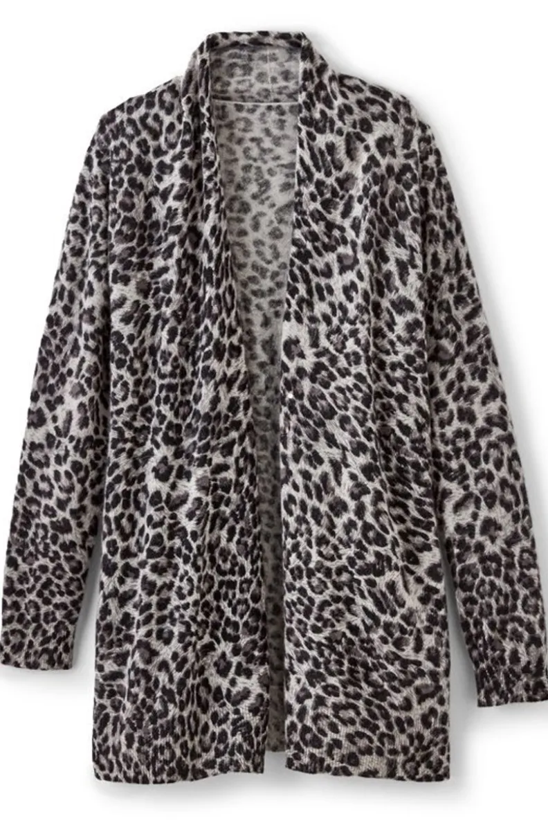 Online Soft Surroundings Sibyl Cashmere Printed Cardigan Leopard