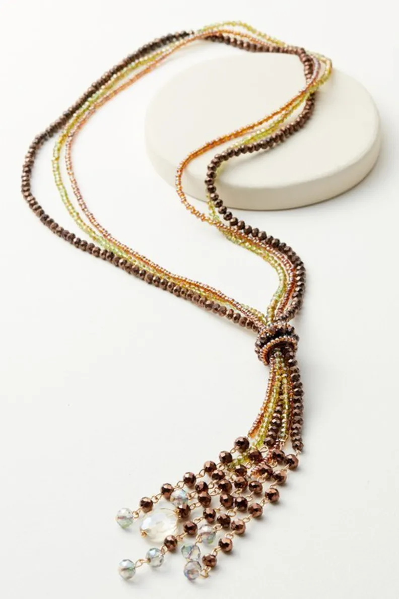Best Soft Surroundings Taylor Beaded Tassel Necklace Coffee