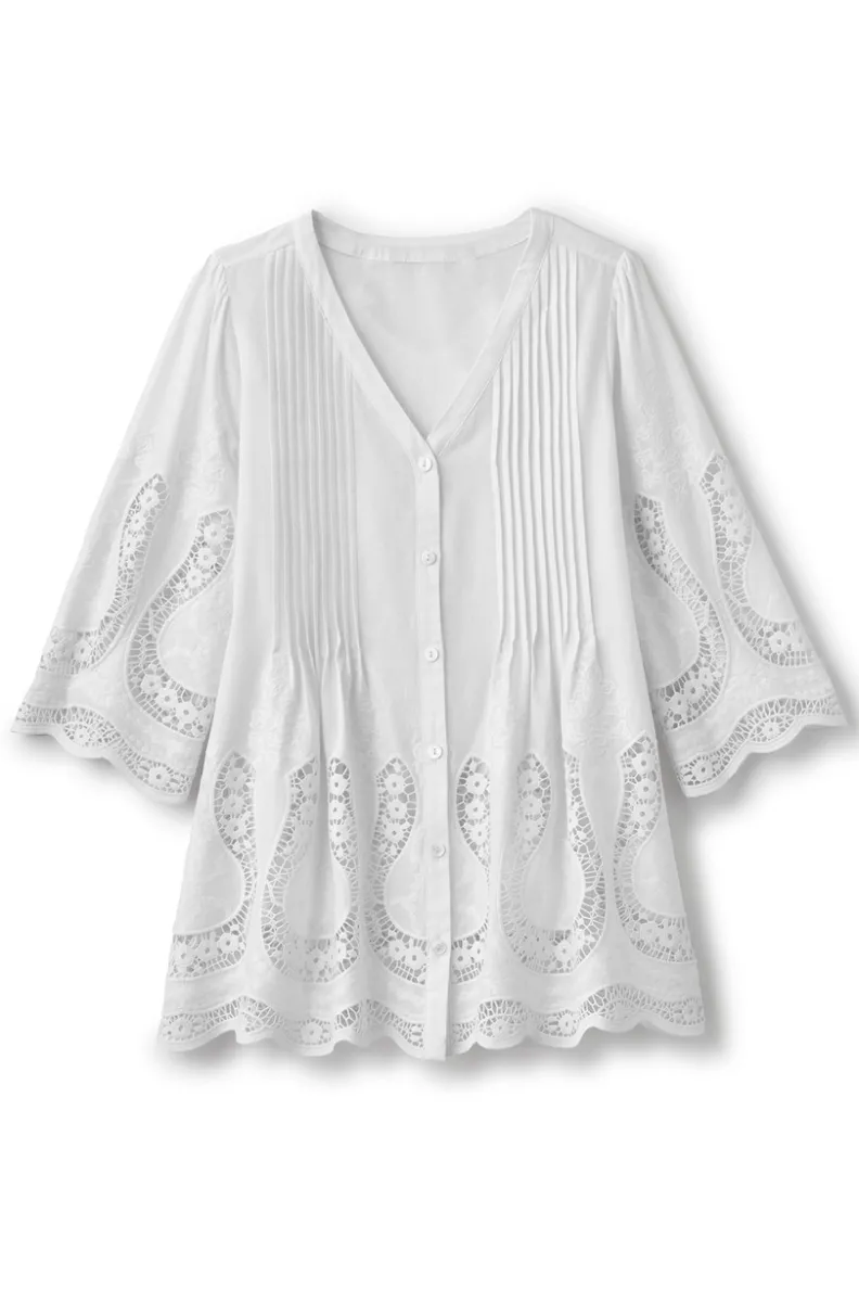 New Soft Surroundings Trella Eyelet Top