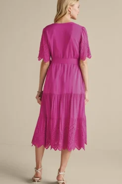 New Soft Surroundings Verena Eyelet Midi Dress DeepOrchid