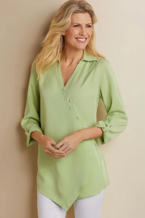 New Soft Surroundings Washed Tencel™ Tunic LightWashDenim